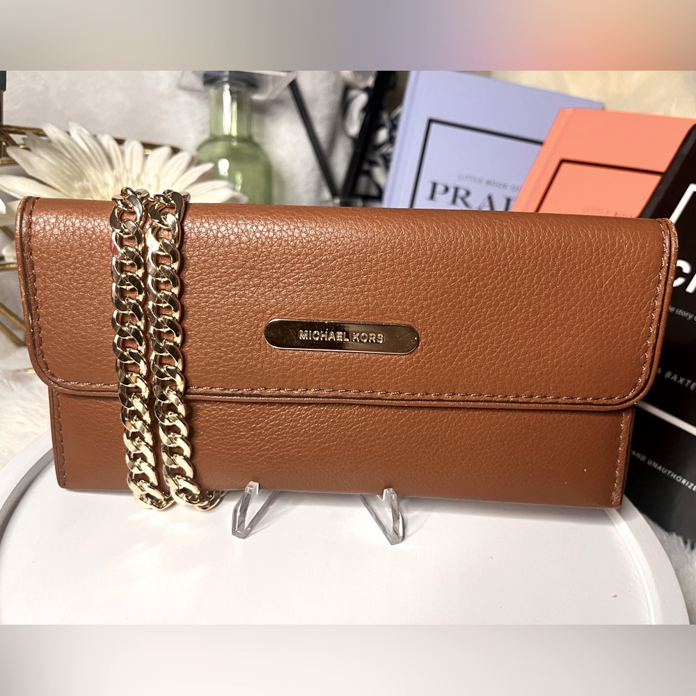 Michael Kors Brown Leather Chain Wallet
